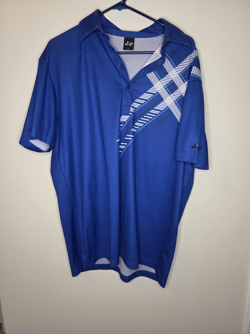 Sligo Men's Blue Short-Sleeve Polo with White Graphic